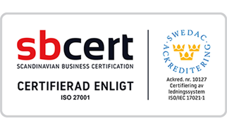 The ISO 27001 certificate proves that we meet all requirements for managing security information and thus properly protect all data entrusted to us. In our own ISO 27001-certified data centre in Sweden, where we host our cloud customers´data, your information is safe. Certifierad enligt ISO 27001